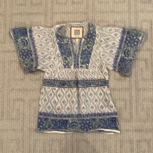 Bell by ALICIA Bell. Girls caftan in blue and green print.